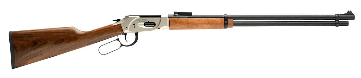 GForce Arms GF LVR .410 Saddlehorn lever-action shotgun with nickel receiver and Turkish walnut stock, 20-inch barrel