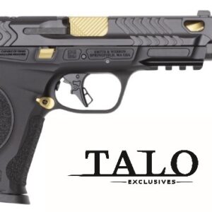 Smith & Wesson M&P9 M2.0 Metal 9mm pistol with 4.869in threaded barrel in black and gold finish