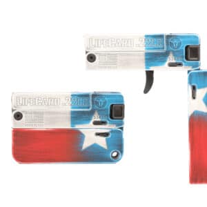 Trailblazer Firearms LifeCard .22 LR Texas Flag Cerakote credit-card-size handgun