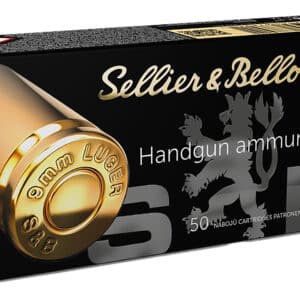 Sellier & Bellot 9mm Luger 115 gr JHP 50-round box, brass cases