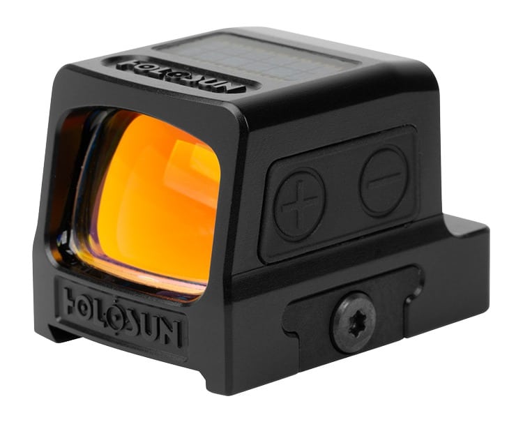 Holosun HE509T-X2 gold circle dot enclosed reflex sight with black titanium body