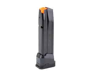 Sig Sauer P211/P320 23-round 9mm black magazine with aluminum baseplate and orange follower