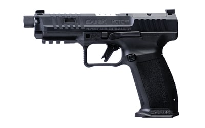 Canik METE SFT Pro 9mm full-size pistol with 5-inch threaded barrel, black polymer frame