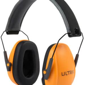 Allen ULTRX slim profile youth passive earmuff in orange with cushioned ear cups