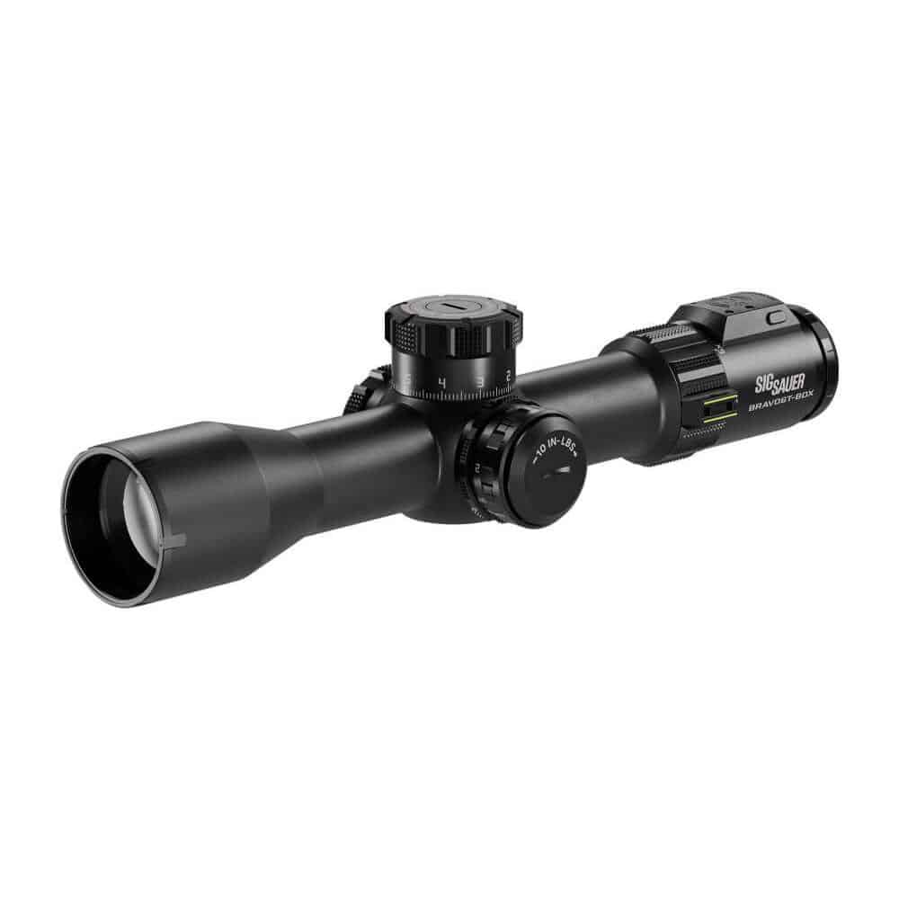 Sig Sauer BRAVO6T-BDX 3-18x44mm 35mm rifle scope side view, black finish