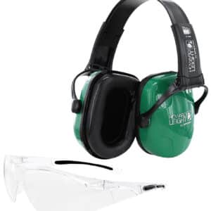 Howard Leight R-01761 green shooting earmuff and protective glasses combo