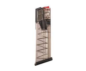 ETS Omega 17-round 9mm translucent smoke polymer magazine for Glock pistols