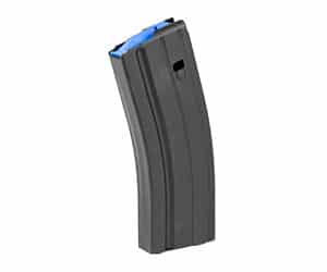 ASC 6.5mm Grendel 25-round stainless steel AR magazine in black with blue follower