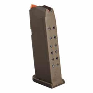 Glock 15-round magazine for G19 in Flat Dark Earth with orange follower