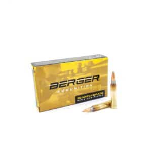 Berger .223 Rem 73 gr target rifle ammunition box and rounds