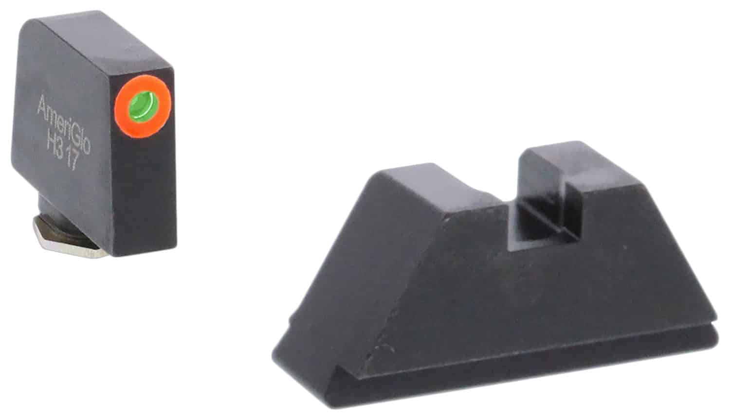 AmeriGlo GL511 Optic Compatible Sight Set for Glock XL Tall Green Tritium Orange Outline Front Sight-Green Tritium Black Rear Sight