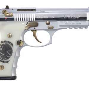 Girsan Regard Liberador II 9mm 4.9in polished chrome pistol with gold accents and custom grips