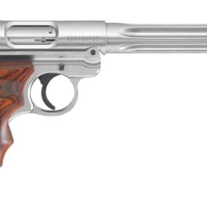 Ruger Mark IV Hunter .22 LR pistol with 6.88 in fluted bull barrel and laminate target grips
