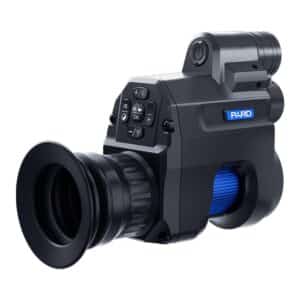 Pard NV007V2 digital clip-on night vision scope, front and side views