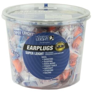 Howard Leight Super Leight coral pre-shaped foam ear plugs NRR 33 dB 50 pairs corded