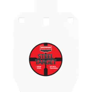 Birchwood Casey 33% IPSC silhouette steel target 3/8-inch AR500 hanging black red white