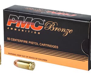 PMC Bronze .380 ACP 90gr FMJ 50rd box ammunition with brass cases