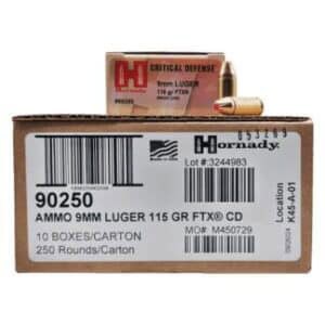 Hornady Critical Defense FTX 9mm Luger 115gr 250-round case