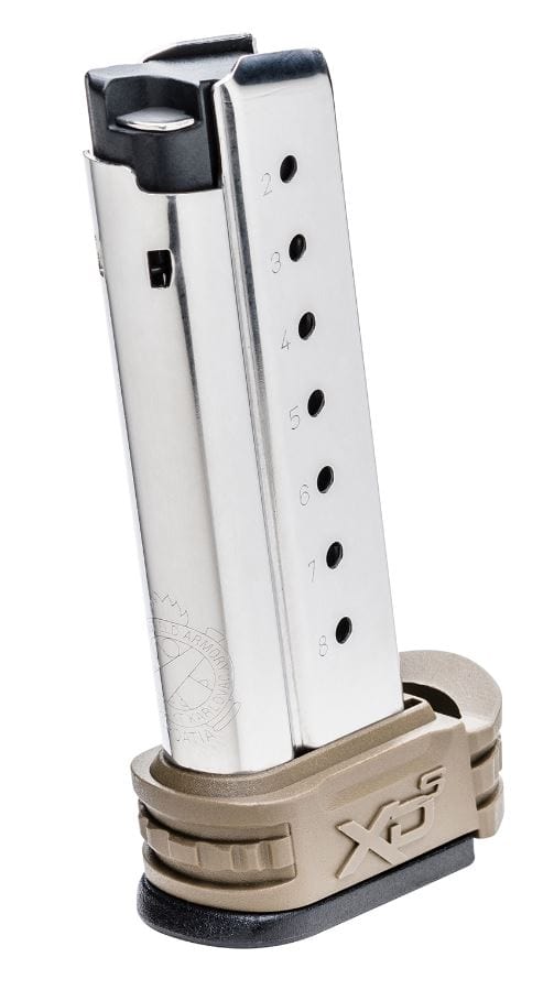 Springfield Armory XD-S 8rd 9mm magazine with flat dark earth (FDE) sleeve