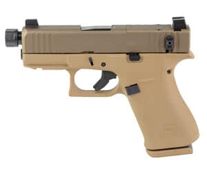 Glock G43X HP 9mm Flat Dark Earth pistol with 3.92 inch barrel and slim mounting rail