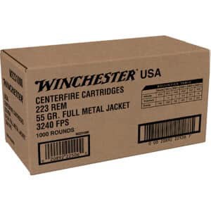 Winchester USA 223 Rem 55gr FMJ ammunition 1000 rounds value pack