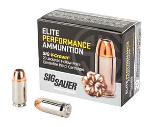 Sig Sauer V-Crown .45 ACP 200 gr JHP ammo box, 20 rounds
