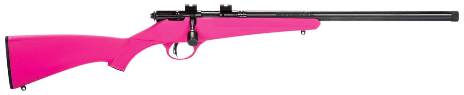 Savage Rascal FV-SR .22 LR pink synthetic youth rifle with threaded heavy barrel
