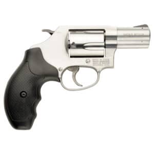 Smith & Wesson Model 60 stainless 5-shot revolver with exposed hammer and black synthetic grip