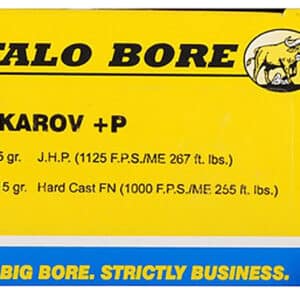 Buffalo Bore 9x18mm Makarov +P 115 gr hard cast flat nose ammunition 20 per box