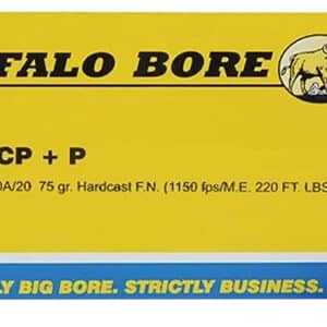 Buffalo Bore .32 ACP +P 75 gr hard cast flat nose ammunition, 20-round box