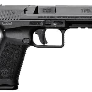 Canik TP9 SF 9mm pistol in black Cerakote, side view