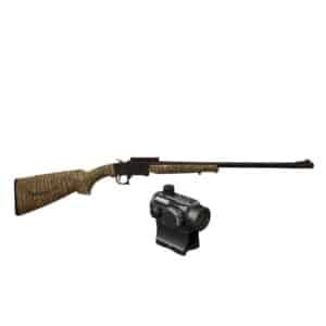 TR Imports Sidekick 20ga single-shot shotgun package with Konus Nuclear red dot and compact camo stock, 24-inch barrel