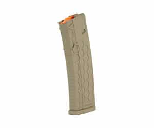 Hexmag Series 2 10-round AR-15 magazine in Flat Dark Earth with orange follower