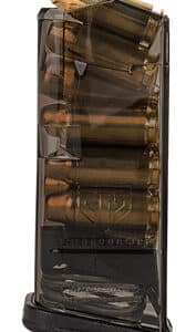 ETS Group 9-round .40 S&W magazine for Glock 27 in carbon smoke polymer, translucent body