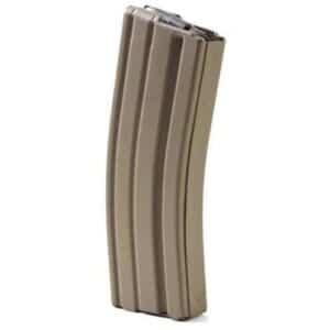ASC AR Family 30-round stainless steel magazine with Dark Earth finish and black follower
