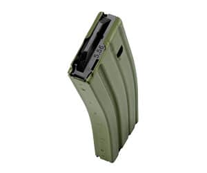 DuraMag Speed 30rd AR-15 aluminum magazine in olive drab green