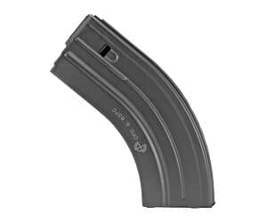 DuraMag SS 28-round stainless steel AR-15 magazine, black matte with gray follower