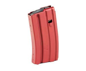 DURAMAG 20-round aluminum magazine with red and black finish