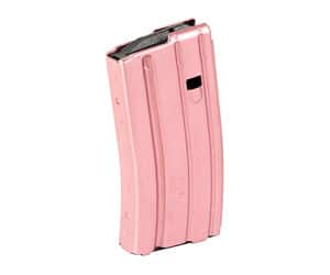 DURAMAG 20-round 6061-T6 aluminum AR magazine in pink with Type-III hard-coat anodize finish
