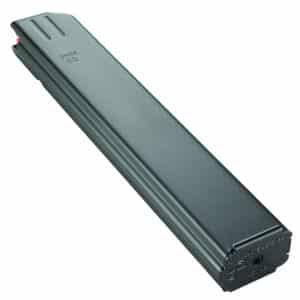 DuraMag CPD Colt-pattern 32rd 9mm stainless steel magazine, black matte, orange follower