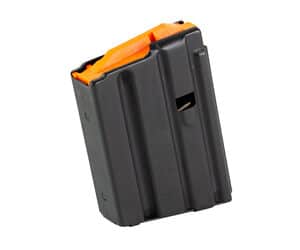 DuraMag SS 10-round stainless steel AR-15 magazine, black finish with orange follower