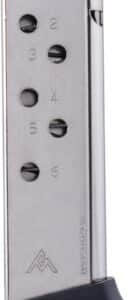 Mec-Gar 6-round nickel replacement magazine for Walther PPK .380 with polymer finger rest