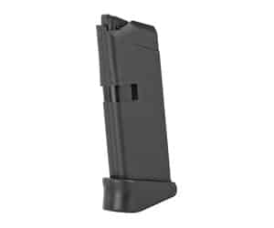 Glock G42 6-round .380 ACP factory magazine with finger extension, black polymer