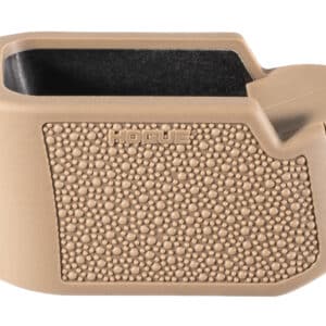 Hogue OverMold grip extension base pad for Glock 19/26 in Flat Dark Earth, Cobblestone texture