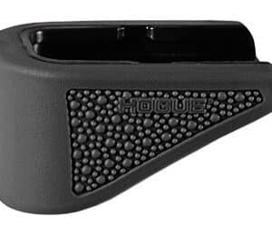 Hogue overmolded rubber grip extension base pad for Glock 42 6-round magazine, black