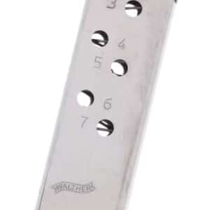 Walther PPK .32 ACP 7-round nickel replacement magazine with finger rest