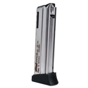 Walther PPK/S .22 LR nickel-plated steel magazine with polymer floor plate
