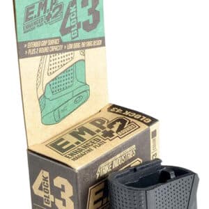 Strike Industries EMPG43 enhanced magazine plate for Glock 43, black polymer, adds 2 rounds