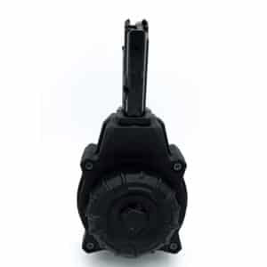 ProMag 55-round 5.7x28mm drum magazine in black with blue steel upper tower