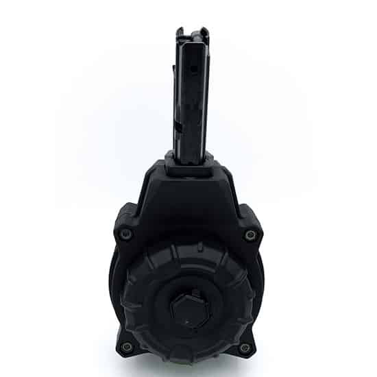 ProMag 55-round 5.7x28mm drum magazine in black with blue steel upper tower